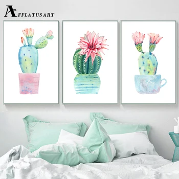 

Potted Cactus Flower Sansevieria Wall Art Canvas Painting Nordic Posters And Prints Wall Pictures For Living Room Quadro Decor