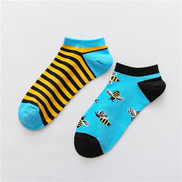Летние трендовые счастливые мужские носки, хлопковые мужские носки-лодочки, забавные оригинальные носки harajuku, носки до щиколотки с изображением животных и фруктов - Цвет: 18