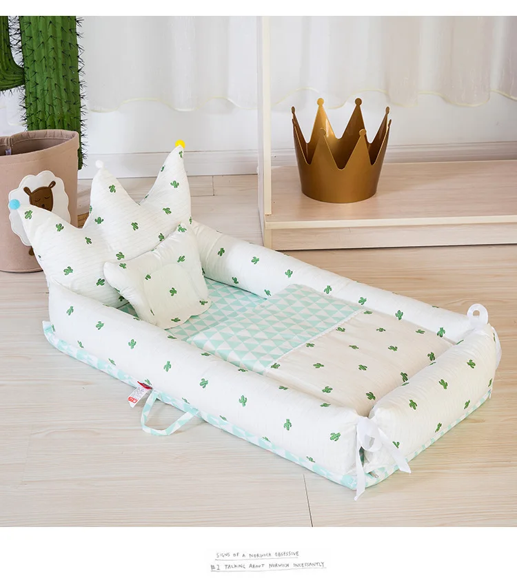 Детская переносная люлька в кровати съемная и моющаяся стильная корона с одеялом для новорожденных бионическая детская кроватка