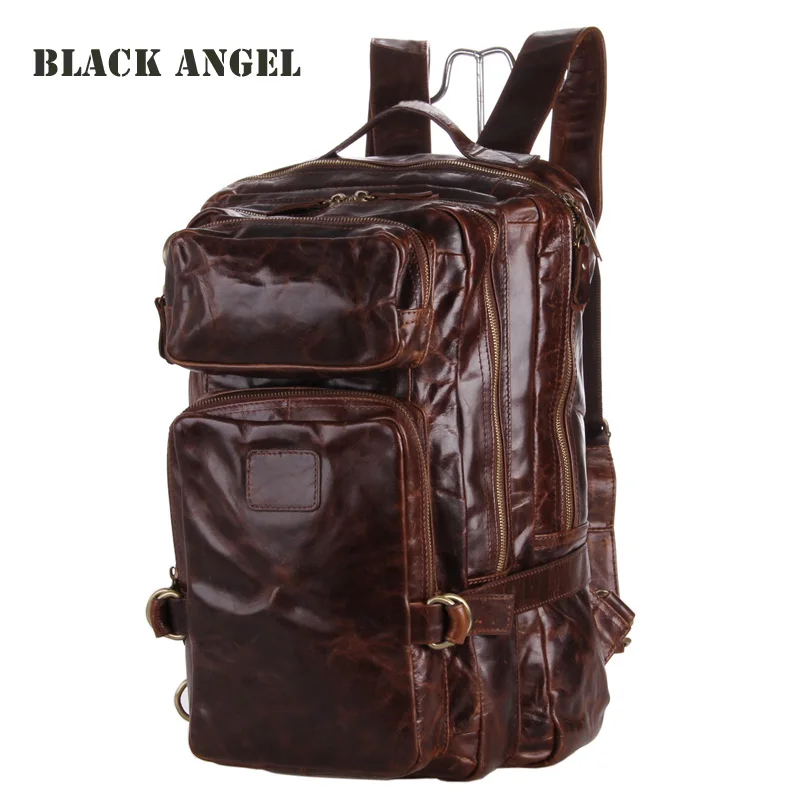 High-grade men backpack oil wax Genuine Leather multifunctional design Casual Travel Bags mochila frontier cinnamon powder korintje a grade 3% oil 16 ounce bags