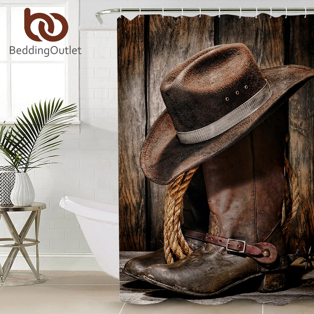 

BeddingOutlet Western Cowboy Shower Curtain For Adults Bathroom Polyester 3D Bath Curtain With Hooks Waterproof cortina de ducha