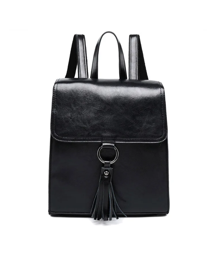 Настоящий женский рюкзак из натуральной кожи, винтажные школьные сумки для подростков, известный бренд, с кисточками, одноцветные, на плечо, дорожные сумки для женщин