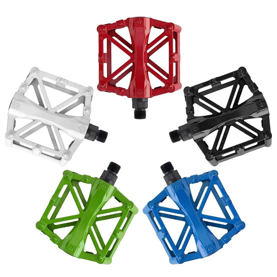 1Pair Bicycle Pedal Road Mountain Bike Bicycle Cycling Aluminum Alloy Flat Platform Pedals Portable Cycling Accessories 5 Colors