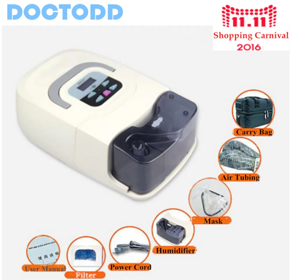 

Doctodd GI CPAP Medical CPAP for Sleep Apnea OSAHS OSAS Snoring People W/ Free Nasal Mask Headgear Tube Bag
