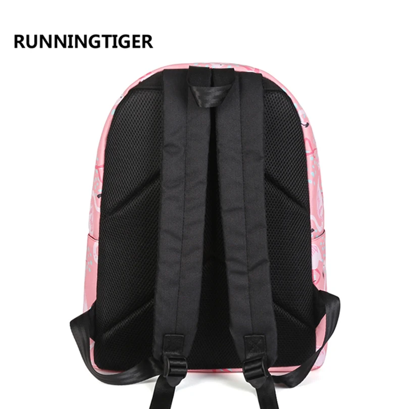 RUNNINGTIGER детские школьные сумки для девочек с розовым принтом фламинго женский