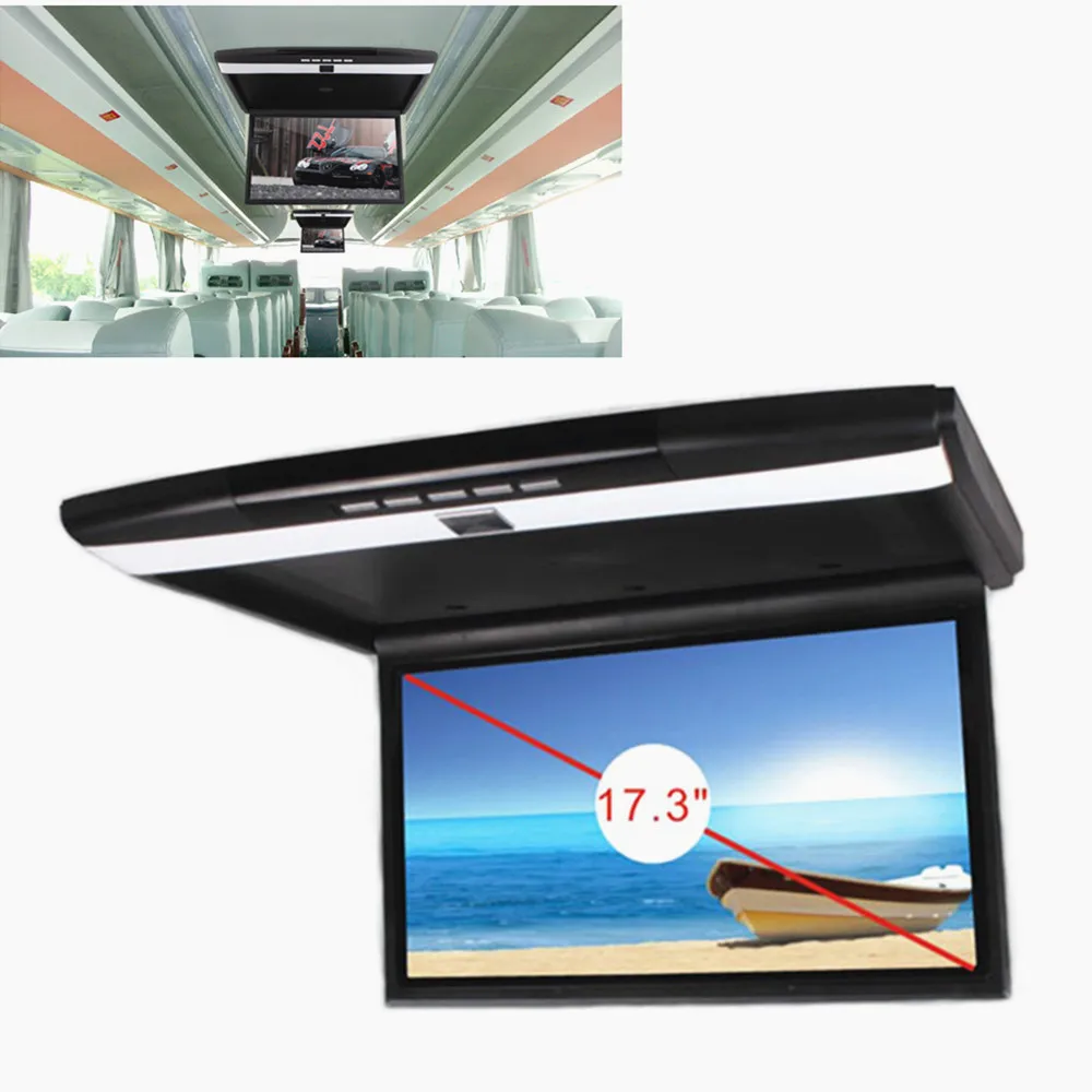 

17.3" TFT LED screen Car monitor FHD1080P Roof Mount Monitor Flip Down MP5 Player support HDMI/USB/TF/FM/IR/Built-in Sperker