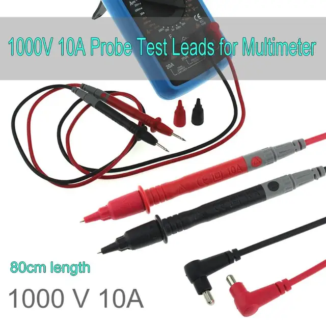 80cm 1 Pair Universal Multi Meters Tester Lead Probe Wire Pen 1000V 10A for Multimeter Meter Needle Tip Probe Test Leads Pin