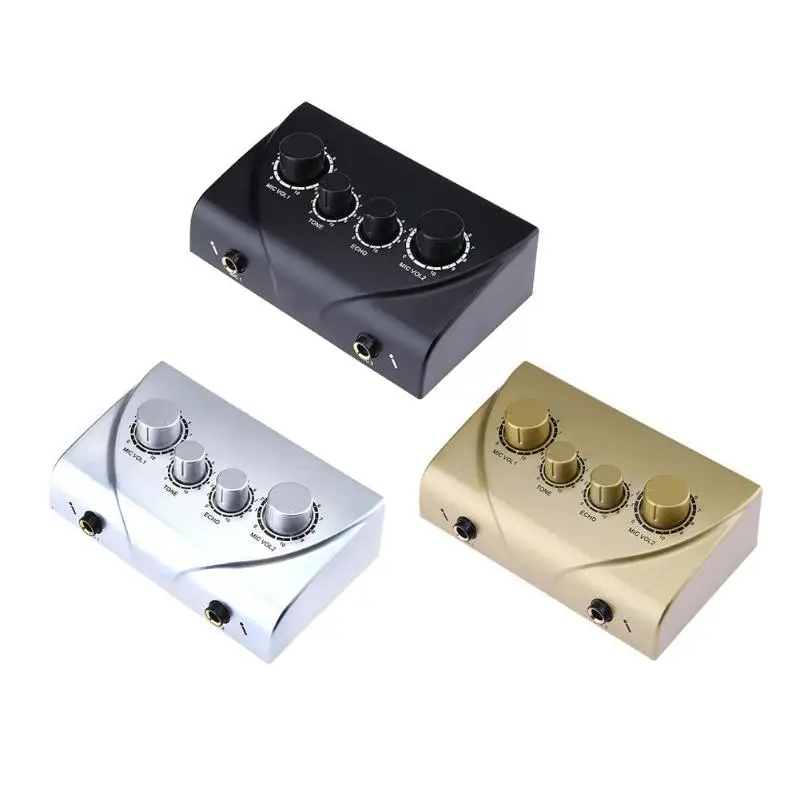 

2 Way Input 4 Channel Microphone Mixer Volume Control Audio Video Input/Output Mixer Adapter US Standard Plug