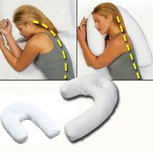 U-образная боковая подушка для сна с поддержкой спины шеи, Ортопедическая подушка с отверстием для ушей