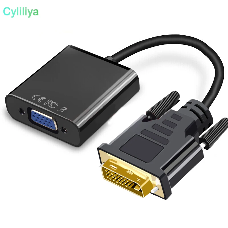 50PCS 1080P DVI-D to VGA Adapter Cable 25Pin Male 15Pin Female HDTV Converter for PC Computer Monitor Display Card | Электроника