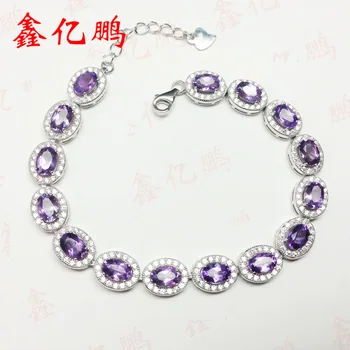 

925 silver inlay Natural Amethyst Bracelet
