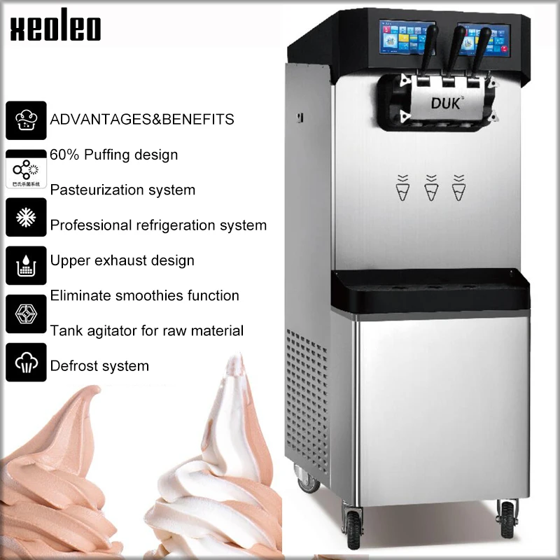 XEOLEO 3 ароматы мороженого Пастеризация и Ночная свежая машина для мороженого Коммерческая напольная машина для йогурта 5000 Вт/596 шт