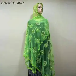 Простые вышитые шарфы африканские женские мусульманские шарфы с алмазным узором шарф из тюли для Шали Обертывания BM808
