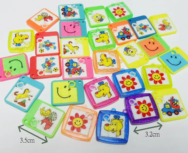 

12 pcs bulk Mini Slider Puzzle Charms for Necklace Pinata Party Cake Decoration Vending Gift Filler Loot Favours Gift Toys