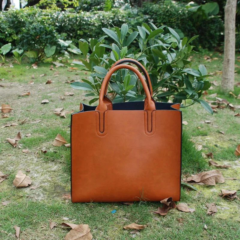 Wholesale Blanks PU Faux Leather Handbags Casual Tote Bag Large