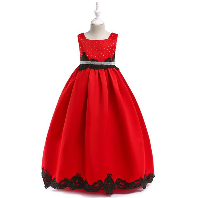 Children Artist Program Costumes Red Princess Dresses For Girls