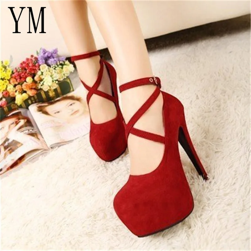 Shoes Woman Pumps Cross-tied Ankle Strap Wedding Party Shoes Platform dress Women Shoes High Heels Suede ladies shoes Big 42 Shoes Woman Pumps Cross-tied Ankle Strap Wedding Party Shoes Platform dress Women Shoes High Heels Suede ladies shoes Big 42