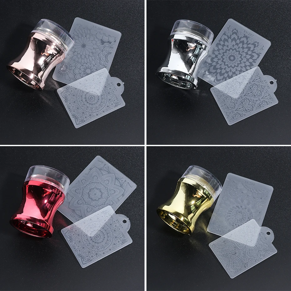 3pcs Jelly Silicone Head Nail Stamper Scraper Color Holographic Polish Transfer Capsule Nail Transparent All For Manicure LE1033