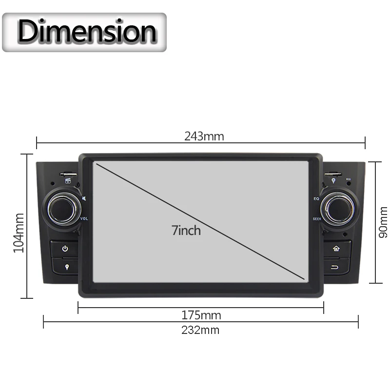 Sale Android 9.0 Octa Core 4G RAM 64G ROM GPS Navigation 7 " Car DVD Multimedia for Fiat Grande Punto/Linea 2007-12 with Radio/BT/RDS 4
