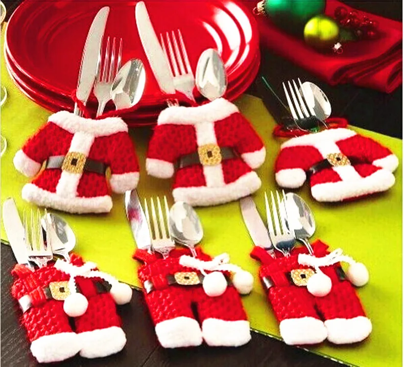 

Christmas Tableware Holder Knife and Fork Set Navidad Decor New Year Christmas Cutlery Set Small Clothes Small Trousers