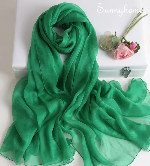 scarf luxury brand Dark Green 100 pure silk shawls and scarves