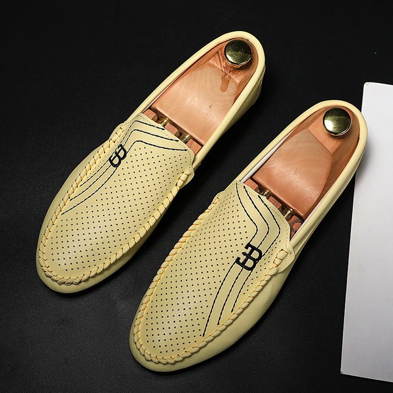 Mens Comfort Loafers Leather Spring//Fall Comfort Loafers /& Slip-Ons Walking Shoes Wearable Black//Blue//White