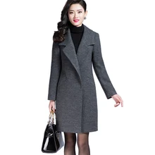 VogorSean женское осенне-зимнее пальто, теплое шерстяное пальто, длинное кашемировое Женское пальто, европейская модная куртка, верхняя одежда размера плюс