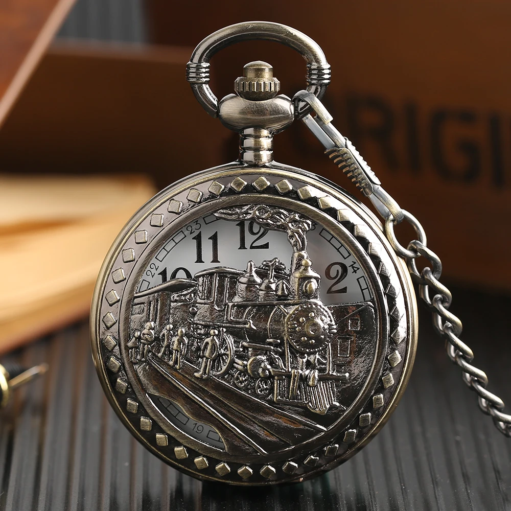 YISUYA Train Pocket Watch Pendant Chain Women Necklace Quartz Watches