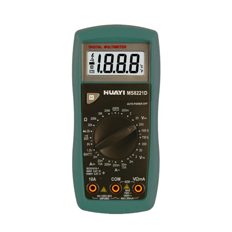 MASTECH MS8221D Digital Multimeter Auto/Manual Ranging DMM Temperature