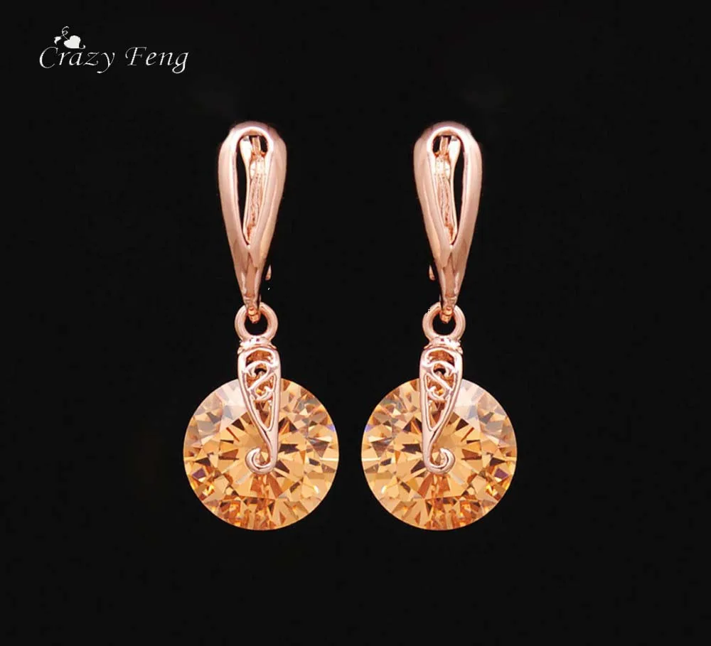 

Crazy Feng 2018 Trendy Elegant Dangel Long Earrings Gold-color CZ Stone Ball Drop Earrings Fashion Women Office Ear Jewelry Gift