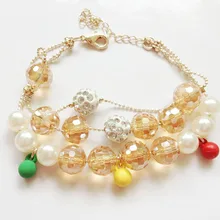 Новые ювелирные изделия европейские девушки Мода Полный Стразы жемчуг браслет бусины мяч прекрасный Многослойные Милые Браслеты для женщин