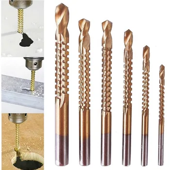 

6Pcs/Set Titanium Plating High-Speed Steel Drill Bits Carpenter Woodworking Drilling Cut Grooving Saw Drill Bits open-hole set