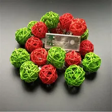 Красный зеленый ротанговый шар светодиодный светильник 3 м 20 светодиодный теплый белый Сказочный светильник праздничный светильник для вечерние украшения на Рождество и свадьбу