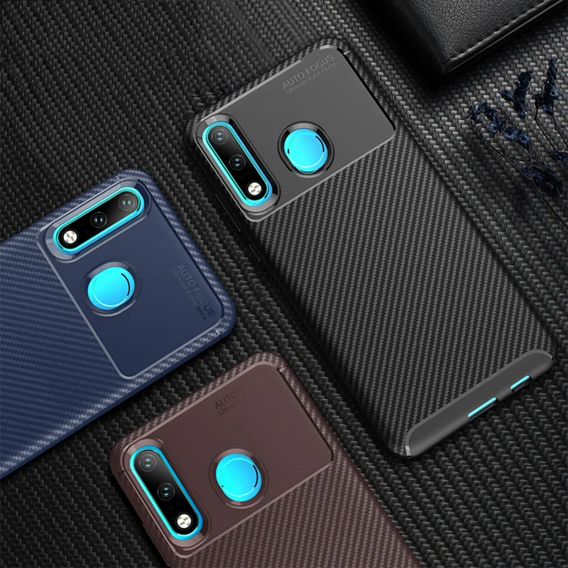 Huawei P30 Lite Case Carbon Fiber Soft Silicone Plain Anti-Knock Back Cover for Huawei P30 Pro P30Lite P30Pro Nova 4E Phone Case