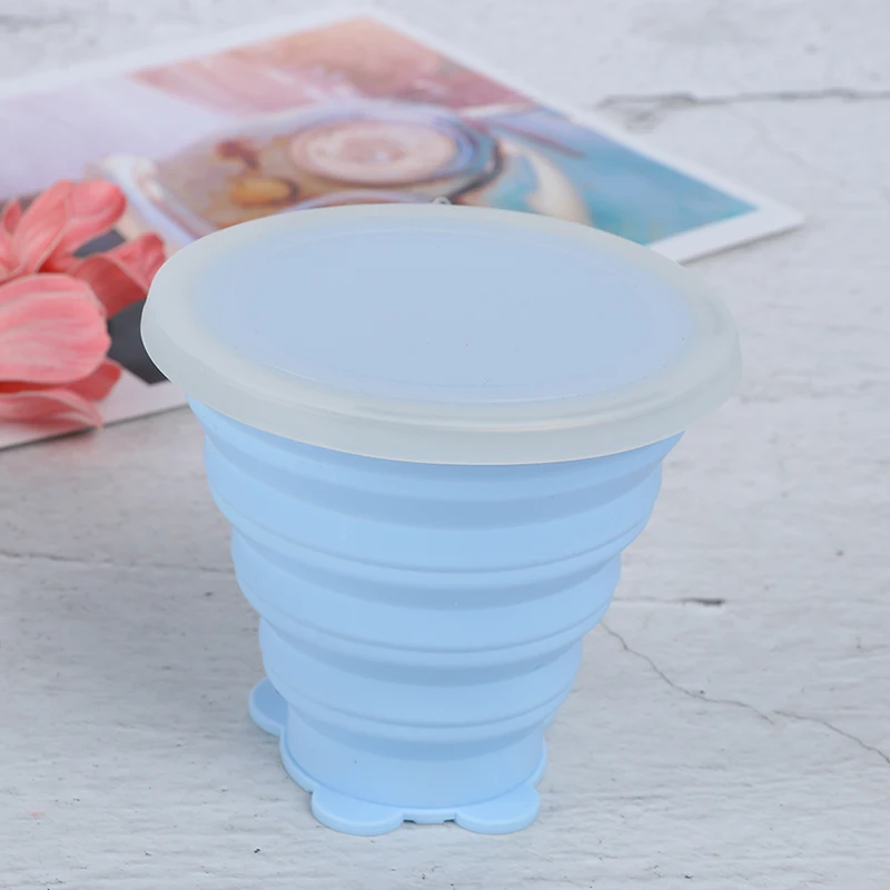 Горячая 1 шт. силиконовые кофейные чайные складные чашки выдвижной питьевой чашки Инструменты Портативный - Цвет: Синий