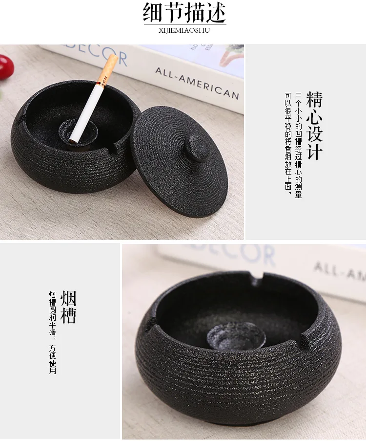 Decorative Oriental Ashtray Smokeless, Large Ceramic Body in 9 Colors