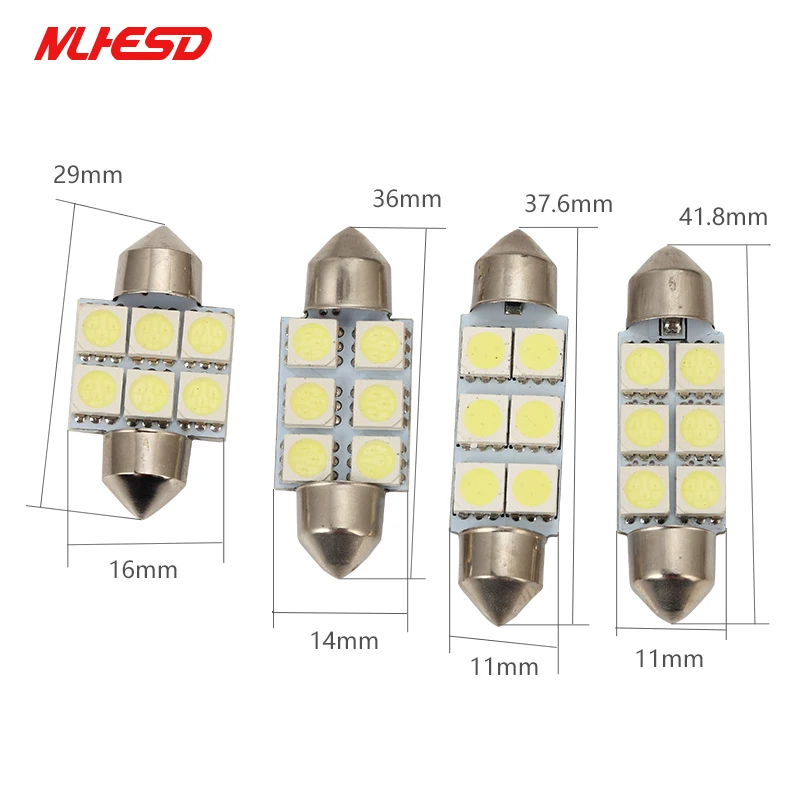 1х Автомобильный свет C5W 6 SMD LED 10 шт 31 мм 36 39 41 белый 3528 1210 6SMD 6LED гирлянда купольная