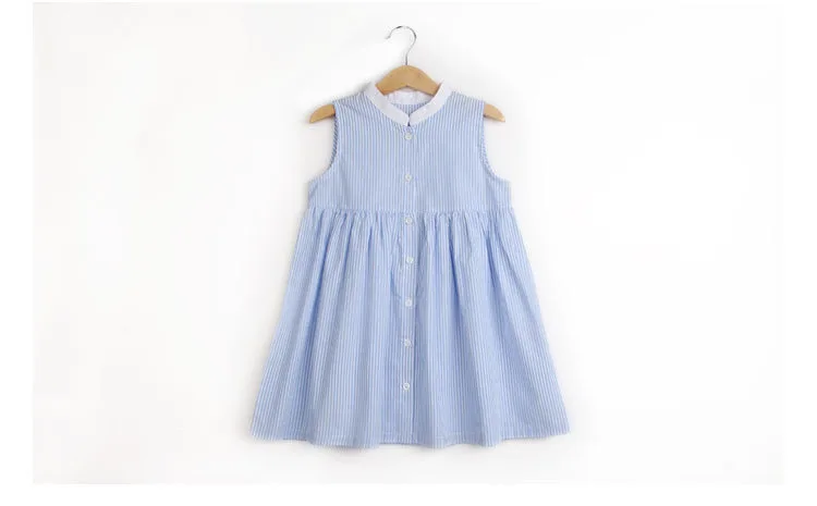 Princess Girls Dresses Summer Spring 2019 Cotton Blue Striped Sleeveless Shirts Dress For Little Teenage Girls  Kids Clothes (8).jpg