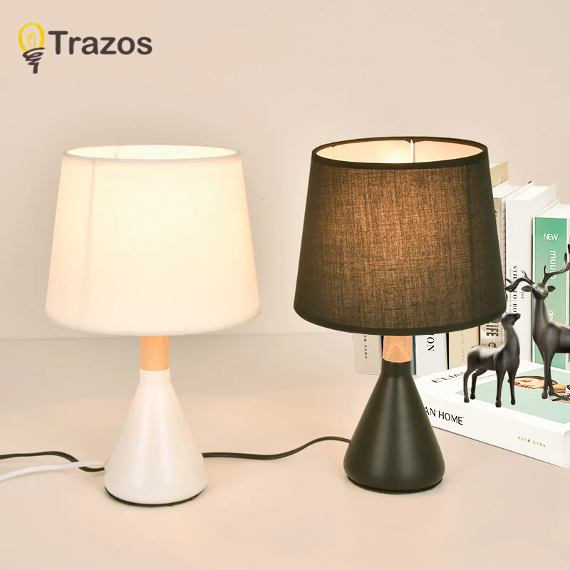 

TRAZOS Art Decor Table Lamp With Fabric Lampshade Wooden Bedside Lamps Designer Hotel Reading Lighting Warm Bedroom Book Lamps