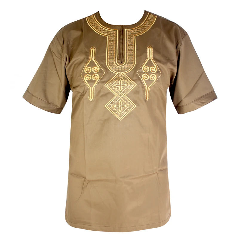 

Africa Clothing Bazin Embroidery Mens Dashiki Tops Short Kaftan for African Wedding Wearing