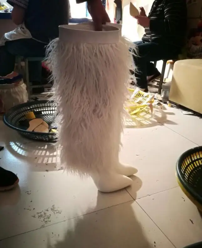 New-Designer-White-Feather-Fringe-Ladies-Boots-Sexy-Pointed-Toe-Cone-Heels-Over-The-Knee-Womens (1)