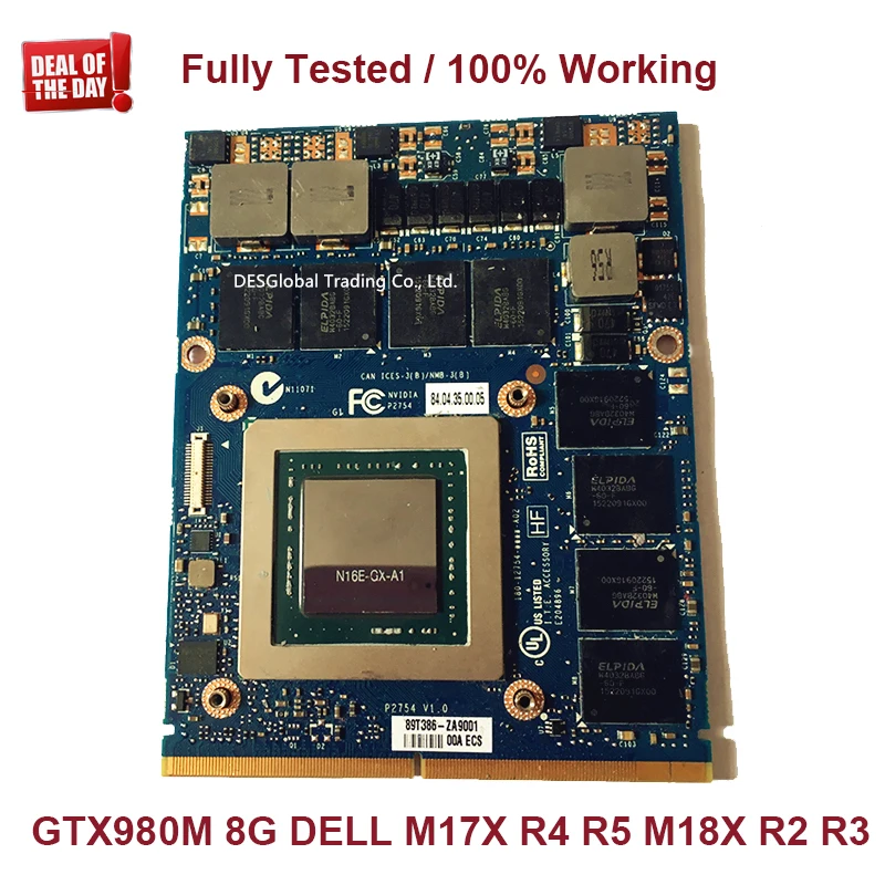 Видеокарта GTX 980M 8G GTX980M для Dell M17X R4 R5 M18X R2 R3 с x-кронштейном N16E-GX-A1 8 ГБ GDDR5 MXM, полностью протестированная