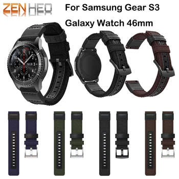 

Leather Watchband for Samsung Gear S3 Galaxy Watch 46mm Quick Release Band Wrist Strap For Huawei Watch GT Woven Nylon Straps