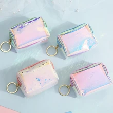 1 шт. Kawaii квадратный лазерный Звезда Сердце молнии мешочек для монет, ключей чехол для наушников органайзер для хранения канцелярская карточка держатели подарки