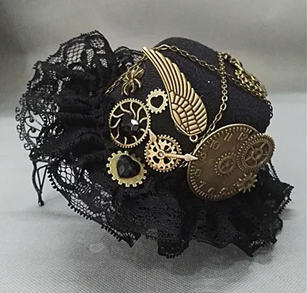 Cosplay&ware Punk Novelties Steampunk Victorian Gears Mini Top Hat Costume Hair Handmade With Steam Gear Glasses -Zentai shop online