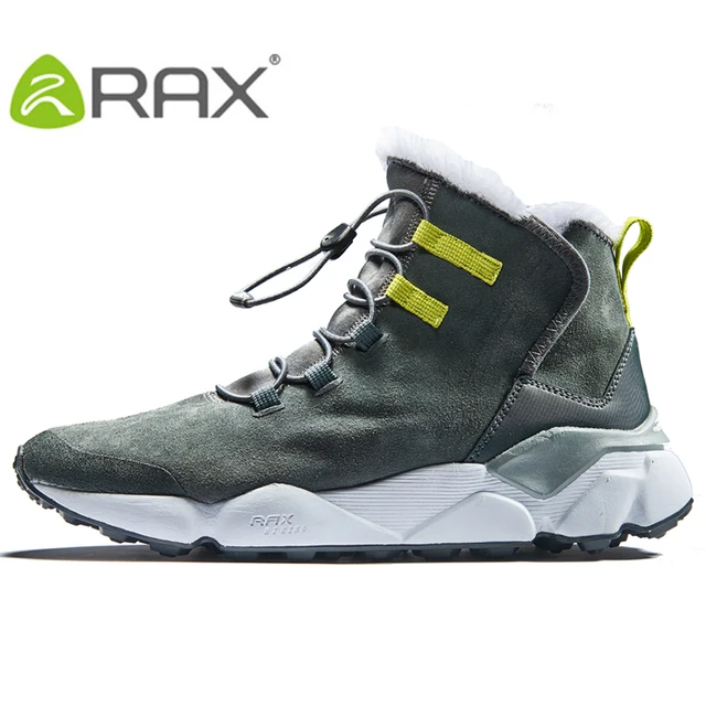 RAX 2018 Outdoor Hiking Shoes For Men Women Breathable Geunine Leather Snow Boots Walking Shoes Hiking Shoes Fleece Winter Boots