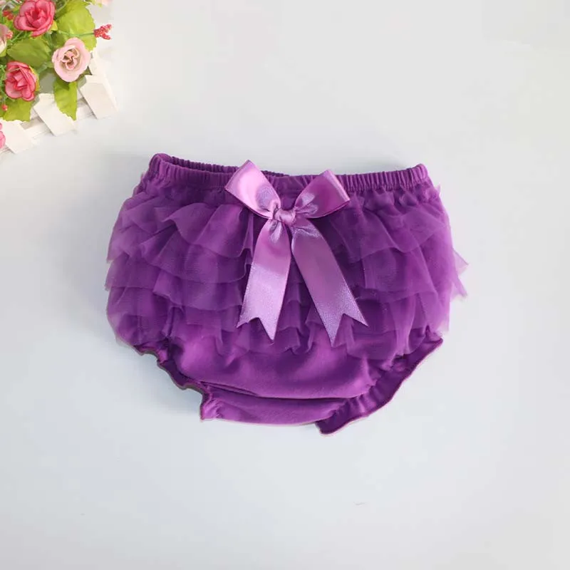 Летние детские шаровары; короткие штаны принцессы с бантом для девочек; сетчатые хлопковые трусики с оборками для малышей; Чехлы для подгузников - Цвет: Purple
