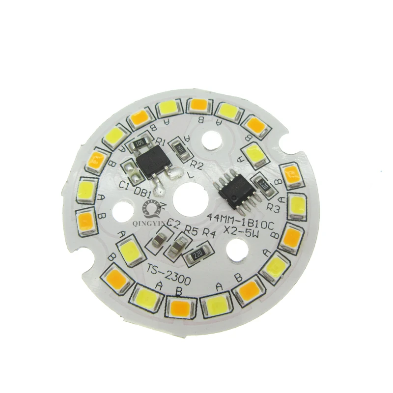 10 шт., 5 Вт, 7 Вт, 2835 SMD ac 220v лампа CCT пластина белый/теплый белый два Цвет в одном PCB LED плата интегрированный IC драйвер для светодиодный лампы