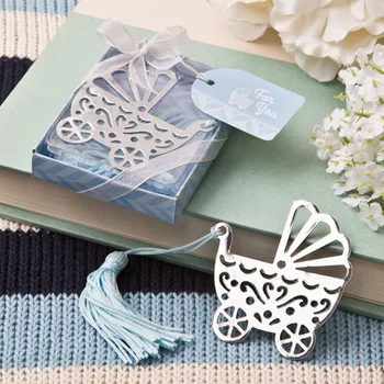 

100pcs/lot wedding Favor baby stroller metal Bookmark baby Shower Kids Gifts Birthday Party Decoration Favors Carriage Bookmark