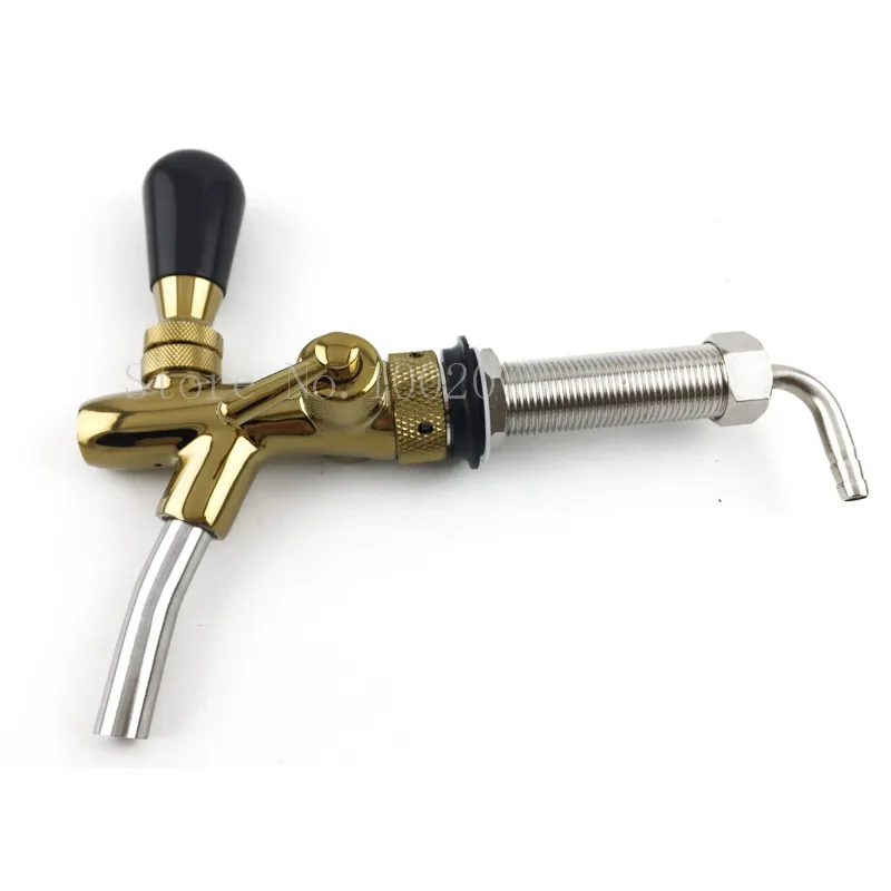 Adjustable Beer Tap Faucet Flow Control with 100mm Long Shank Tap Kit Chrome Plating Homebrew Kegerator Draft Beer Dispenser (2)